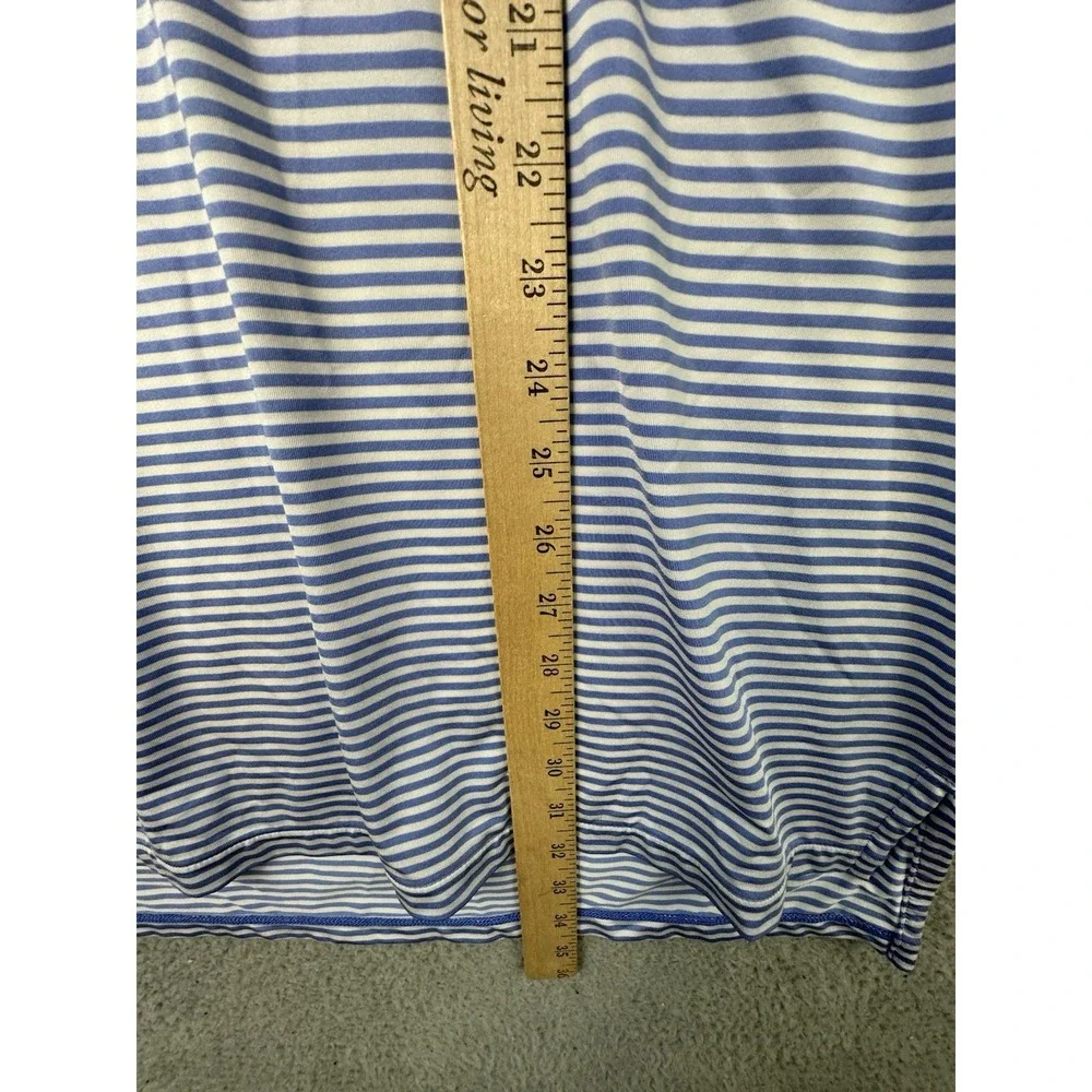 RLX Ralph Lauren Polo Golf Shirt Men Large Blue White Striped Performance Golfer